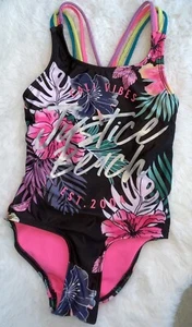 Justice Girls One Piece Swimsuit Cali Vibes Floral XS (5/6) Criss Cross Back - Picture 1 of 8