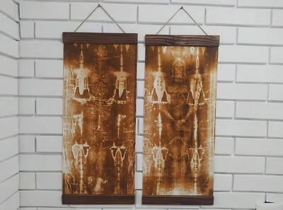 The Shroud of Turin Front and Back Holy linen of Jesus Chris, Wood Framed Canvas - Image 1 of 4