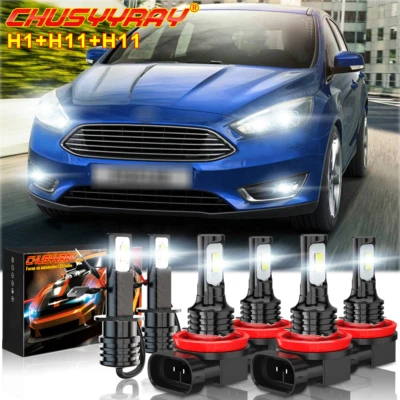 For Ford Fiesta 2014-2017 Led Headlight Hi/Lo+Fog light Combo Bulbs White 6pcs - Image 1 of 4