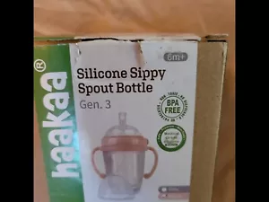 HaaKaa Silicone Sippy Spout Bottle 8 ounce Infant To Toddler Training Cup NIB - Picture 1 of 4