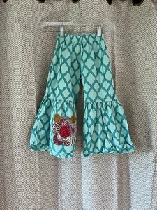 Jelly the Pug 4t FLORABELLA RUFFLE PANTS Bloomers Flare Blue Bell Bottoms - Picture 1 of 8
