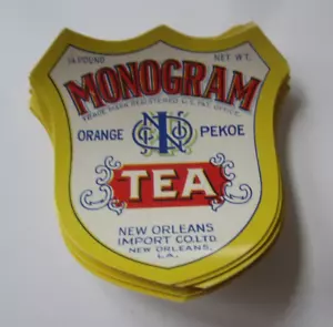 Großhandelsposten von 50 alten Vintage - MONOGRAMM - TEE ETIKETTEN - New Orleans Import - Bild 1 von 1