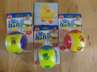 ЗАЖИМ МЯЧ СОБАКА ИГРУШКА теннис мяч с зажимом для ремня пятно этичный один вы выбираете цвет - Изображение 1 из 4