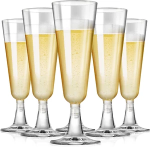 Plastic Champagne Flutes Disposable Champagne Glasses 20 Pack 5.5 Oz Clear Pl... - Picture 1 of 12