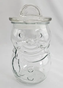 Clear Glass Snowman Jar with Fitted Lid – Holiday Cookie/Candy Canister - Picture 1 of 11