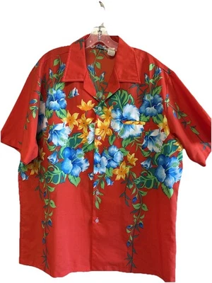 Camisa Kona Coast Vintage Aloha Para Hombre Talla XL Roja Puntada Única Años 70 Hawaiana  Foto 1 de 4