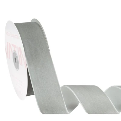Silver Gray Velvet Ribbon 1-1/2 Inch 25 Yards Plush Woven Edge Gift Wrapping - Image 1 of 4