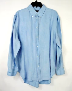 Polo Ralph Lauren Para Hombres XLT Azul Claro Lino Manga Larga Camisa Abotonada Preppy - Imagen 1 de 7