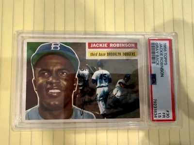 1956 Topps #30 Jackie Robinson Brooklyn Dodgers Salón de la fama Gris Espalda PSA 1,5 Bueno Foto 1 de 2