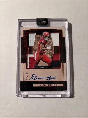 2024 Panini One Nico Collins 3 Color Quad Patch Auto /49 - Image 1 of 2