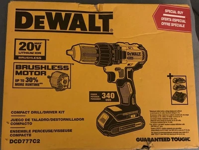 NUEVO DEWALT DCD777C2 20V Kit Taladro/Destornillador Sin Escobillas 1/2"–2 Baterías, Cargador y Bolsa Foto 1 de 4