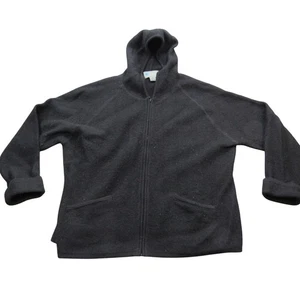 Felpa con cappuccio e zip Squaw Valley donna 1X nera 100% lana tasche casual - Foto 1 di 7