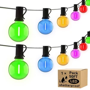 Lichterkette Außen G40 LED Glühbirnen Beleuchtung 25+1 Birnen Bunt 15M IP44 - Bild 1 von 19