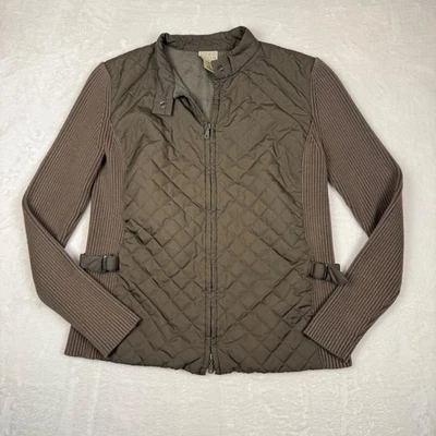 Chaqueta Sigrid Olsen Sport Mujer Mediana Acolchada Tejida Marrón Gorpcore Granola Foto 1 de 4