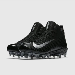 Nike Alpha Menace Pro Mid Football Cleats Black Silver 880410-010 Mens Sz 11.5 - Picture 1 of 5