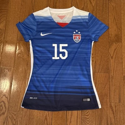Nike USA Women's Soccer Small Away Jersey 2015 #15 Megan Rapinoe - Blue/White - Image 1 of 3