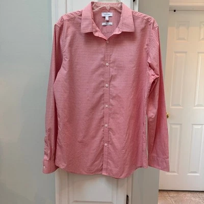 Men's Calvin Klein Infinite Cool Slim Non Iron Salmon Pink Plaid Shirt L - Image 1 of 4
