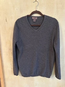 VERTICAL DESIGN 2-PLY 100% CASHMERE UNISEX DARK GRAY COLOR SWEATER SIZE S - Picture 1 of 17