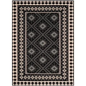 SAFAVIEH Veranda Black/Cream 9 ft. x 12 ft. Border Indoor/Outdoor Patio Area Rug - Picture 1 of 12