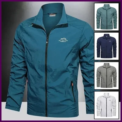 UPF100+ Hombres Cortavientos Bolsillos con Cremallera UV Protección Solar Chaquetas Transpirables Foto 1 de 4