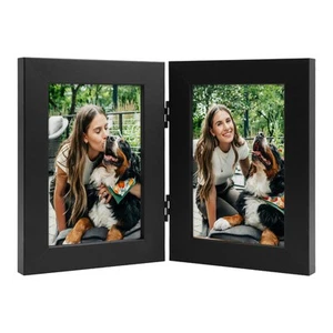 4x6 Inch Hinged Picture Frame with Glass Front Made To Display Two Pictures - Picture 1 of 8