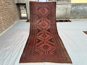 5x9 Afghan Baluchi Hand-Knotted Runner Rug – Low Pile, Geometric Pattern Rug - Picture 1 of 10