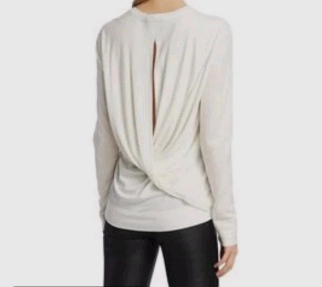 Camiseta Helmut Lang espalda retorcida manga larga para mujer talla XS blanca cuello redondo Foto 1 de 4