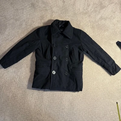 GapKids Navy Wool Blend Peacoat Anchor Buttons Double Breasted Boys Size L 10 - Image 1 of 4