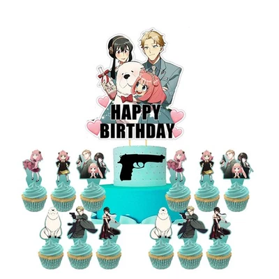 SPY x FAMILY Birthday Party Decor Supplies Cake Toppers Cupcakes Set Kit - Image 1 of 2