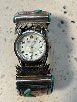 Sleeping Beauty Mine Turquoise Cuff Watch Pre-owned 1 Missing Stone - Image 1 of 4