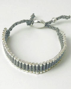 Silvertone Gray Cord Adjustable Bracelet - Picture 1 of 1