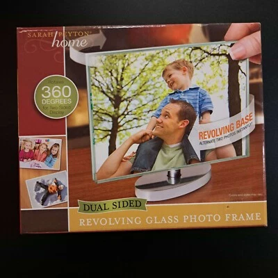 Nuevo Marco de Fotos de Vidrio Giratorio Sarah Peyton Hogar Doble Cara 360° 4" x 6" Foto 1 de 4
