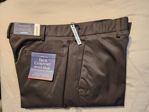 Croft & Barrow Größe 34 x 32 grau khaki klassische Passform Stretch-Passform flache Vorderseite neu Etikett - Bild 1 von 6