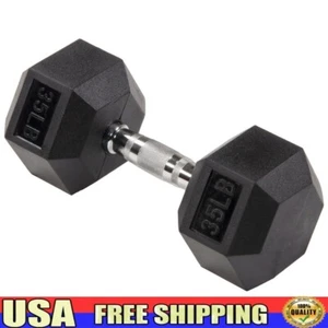 Hex Dumbbell 35lb Rubber Encased AntiRoll Grip Strength Weight Training New - Picture 1 of 6