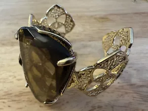 HTF Raro Bracciale Kendra Scott Maya Quarzo Fumè Pietra Dichiarazione - Foto 1 di 9