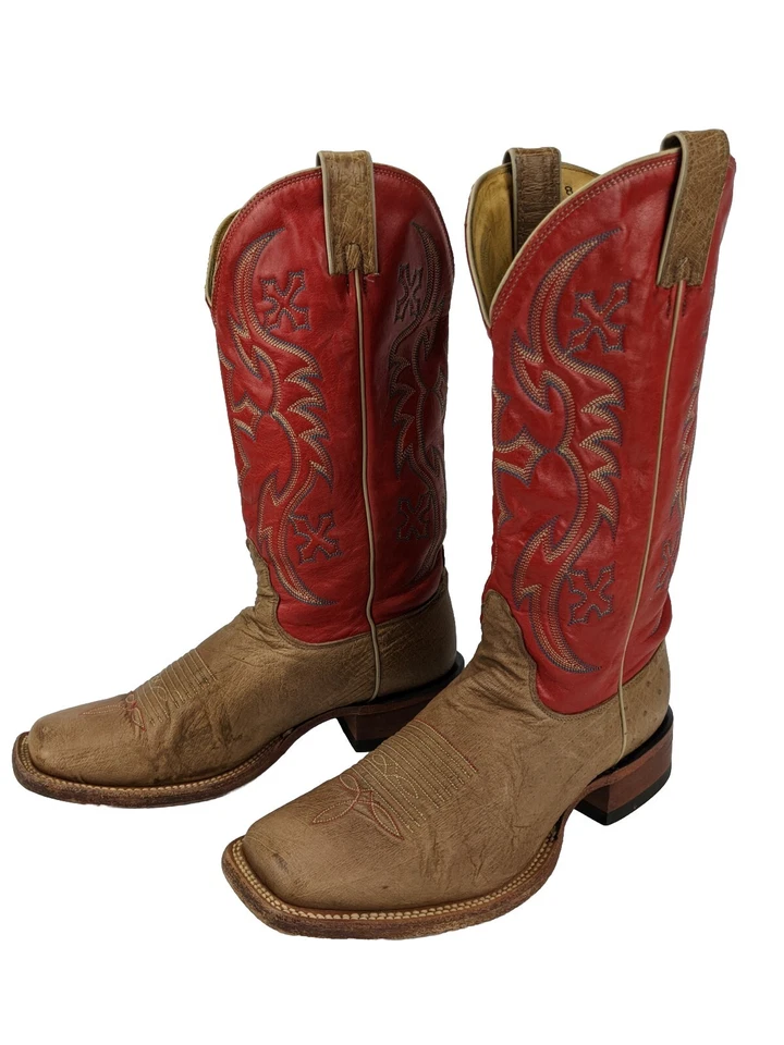 Botas de cowgirl ocidentais femininas Nocona LD8906 penas lisas e completas avestruz tamanho 9B - Imagem 1 de 4