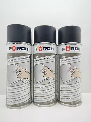 3x FÖRCH LACKSPRAY SPRAY SCHWARZ MATT HITZEFEST HITZEBESTÄNDIG 650°C LACK 400ML - Bild 1 von 2