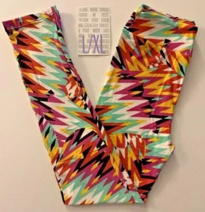 NWT LuLaRoe Kids' L/XL Crazy Fun & Bright ZIGZAG Leggings UNISEX - Picture 1 of 2