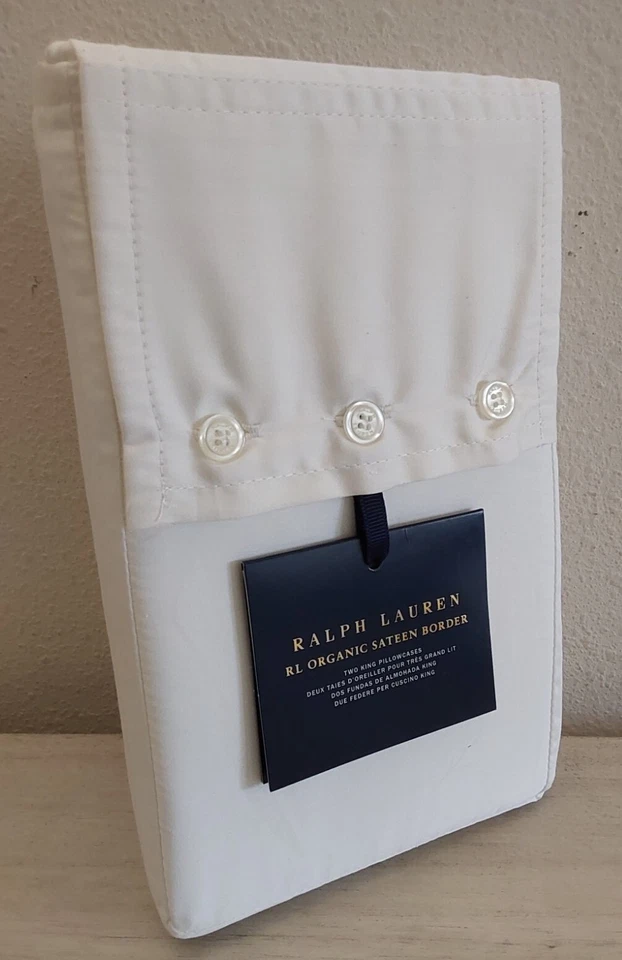 Lauren Ralph Lauren Organic Sateen Border (set 2) King Pillowcases in Parchment