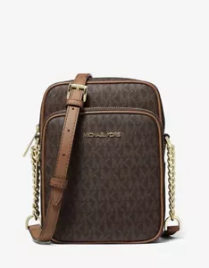 NEW! Michael Kors Jet Set Travel Signature Crossbody Handbag Brown, Medium** - Picture 1 of 5