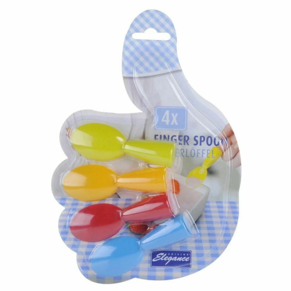 Cucharas de comida para dedos 4 piezas de plástico de colores fiestas buffet picnics cubiertos divertidos Foto 1 de 1