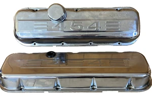 Chevrolet S10 Valve Cover Set Tall 454 Block Logo Script Chrome Steel Nice Used - Picture 1 of 24