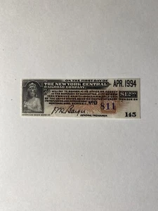 US Currency Railroad Admission Ticket $12.50 1994 - Picture 1 of 2
