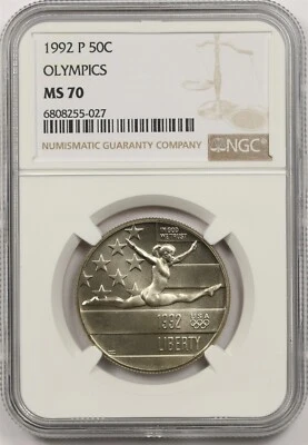 1992-P Olympics Gymnastics 50C NGC MS 70 Commemorative Half Dollar - Image 1 of 4