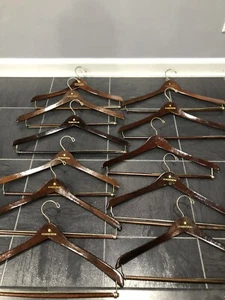 Nordstrom Wooden Cherry Finish Coat Pant Suit Hangers Vintage Lot of 11 READ - Picture 1 of 12