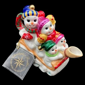 Christopher Radko Snowman "Family Outing" Sled Christmas Holiday Teapot Retired - Picture 1 of 21
