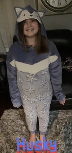 girls justice size 14 sleepwear 2 piece husky blue sherpa - Picture 1 of 11