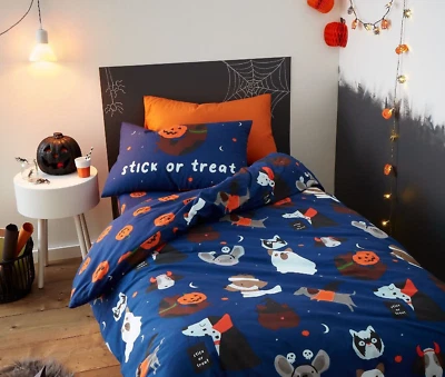 NEW Catherine Lansfield Halloween Dogs Junior/Toddler 120cm x 150cm Duvet Set