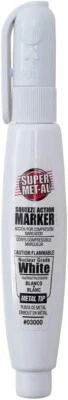SUPER MET-AL #3000 SQUEEZE ACTION METAL TIP NUCLEAR WHITE PAINT MARKER