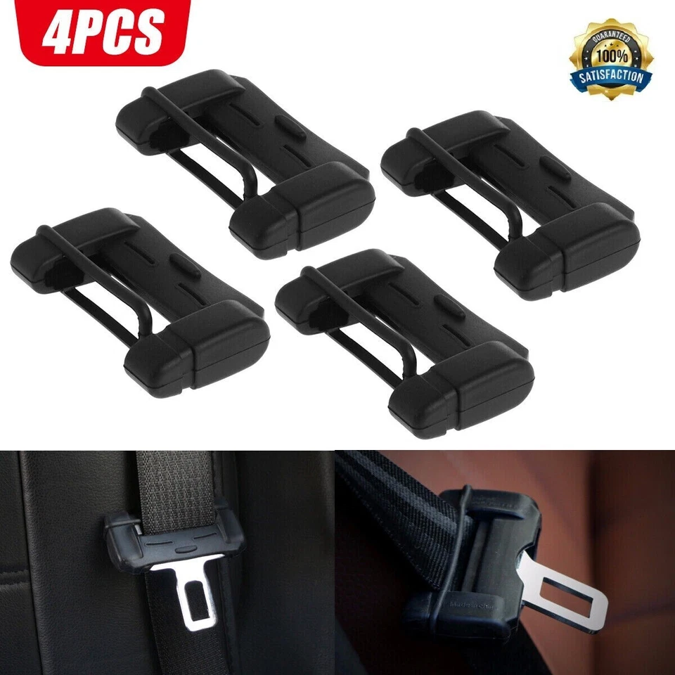 4PC Car Black Seat Belt Buckle Clip Anti-Scratch Protector Cover SUV Accessories - Изображение 1 из 4